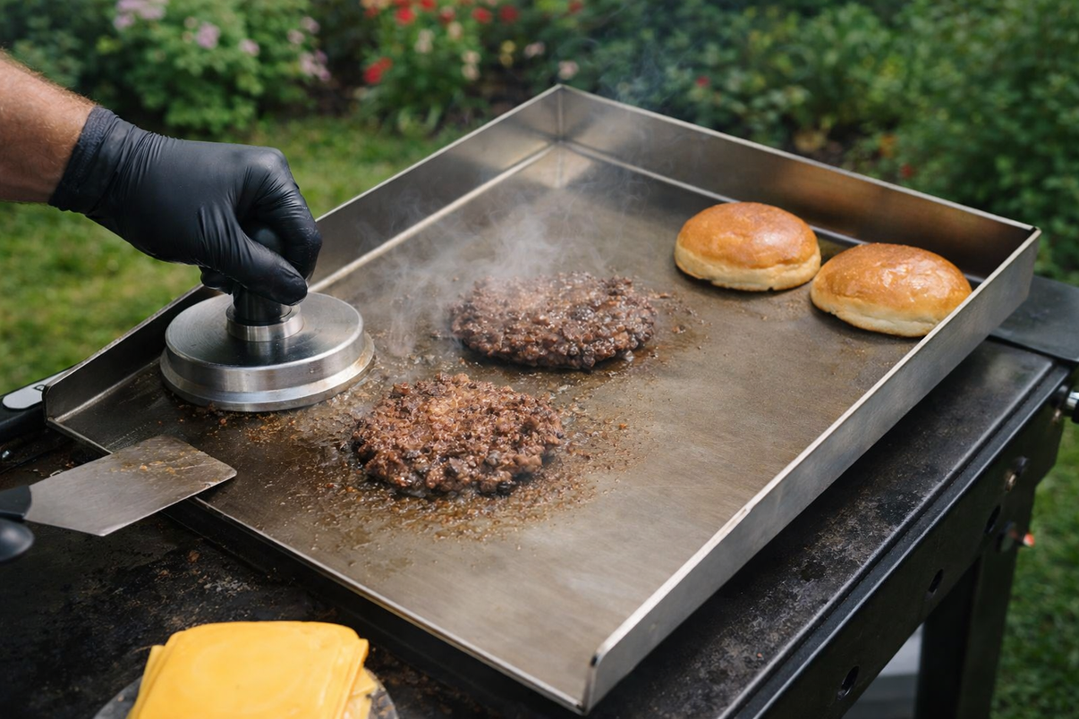 Grillplatte Plancha Edelstahl 30x40 cm für Gasgrill