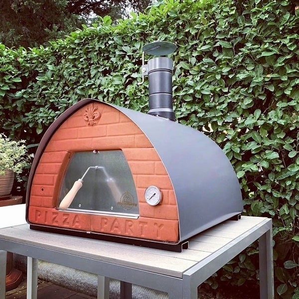 Box Outlet: 70x70 Stein für 2 Pizza + Unterstützung mit Rädern + Tür mit Glas